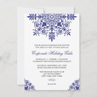 Barock Cobalt Blue Glitzern Look Feiertag Einladung