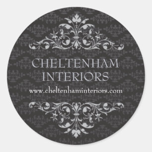 Barock-Damask-Aufkleber Runder Aufkleber