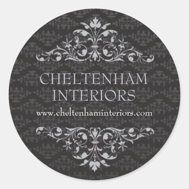 Barock-Damask-Aufkleber Runder Aufkleber (Vorderseite)