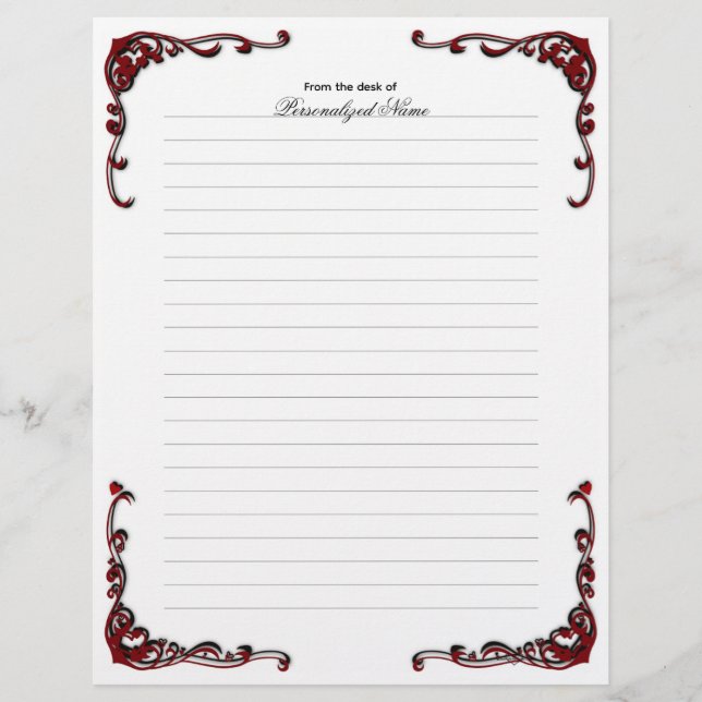 Barock Elegance - Schwarz Linz Briefbogen (Vorderseite)