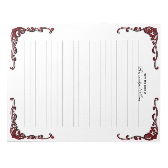 Barock Elegance - Schwarz Linz Notizblock (Vorderseite)