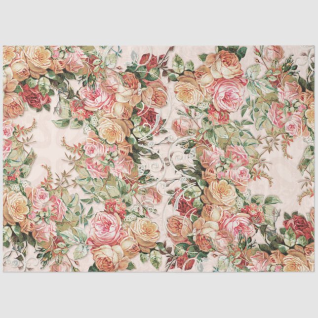 Barock Elegante Rose Roter Flair Seidenpapier (Vorderseite)