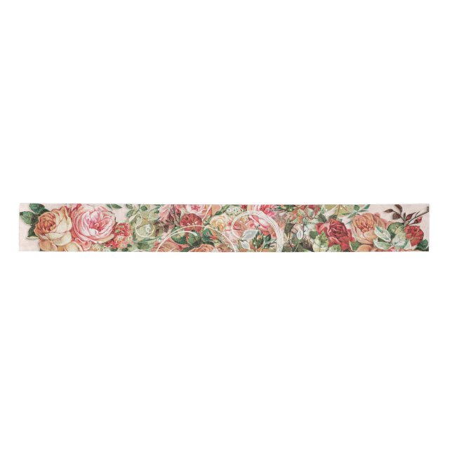 Barock floral Elegante Rose Rodelbahn mit Aussicht Satinband (Vorderseite)