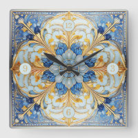 Barock Floral Tile Pat#17 Soft Blue Gold ID1078
