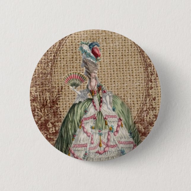 Barock-Franzosen-Burlap Marie Antoinette Button (Vorderseite)