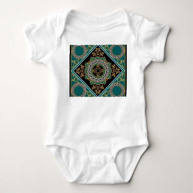 Barock Gold: Schwarze Eleganz Baby Strampler (Vorderseite)