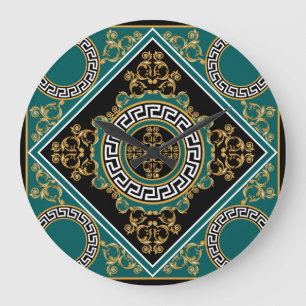 Barock Gold: Schwarze Eleganz Große Wanduhr