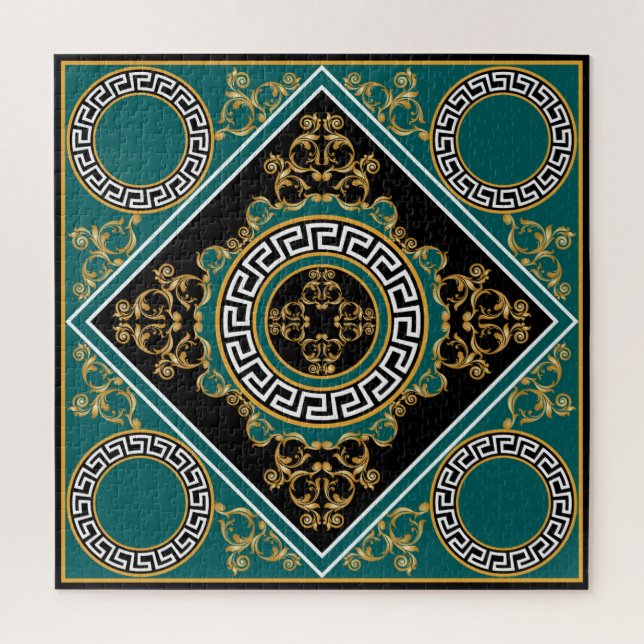 Barock Gold: Schwarze Eleganz Puzzle (Vertikal)