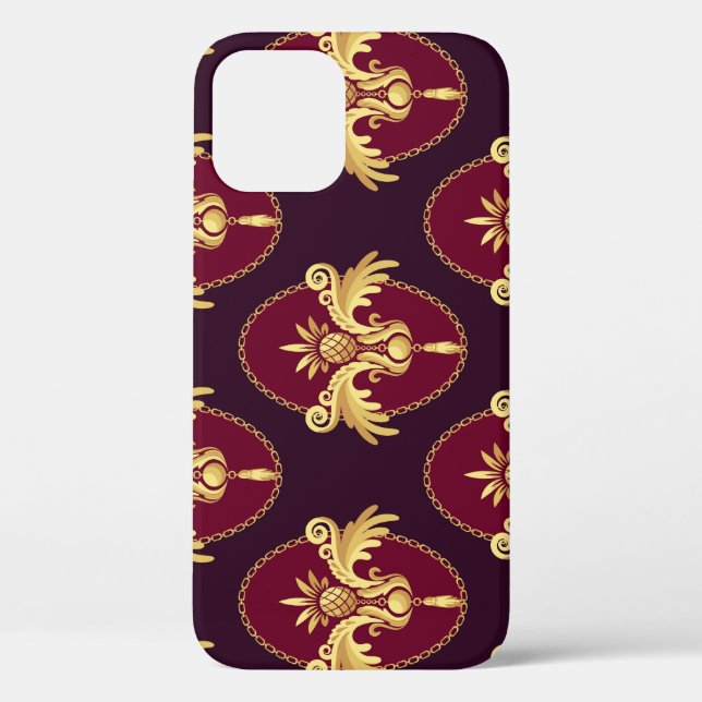 Barock Gold Sconce Magenta Muster Case-Mate iPhone Hülle (Rückseite)