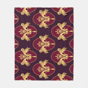 Barock Gold Sconce Magenta Muster Fleecedecke