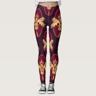 Barock Gold Sconce Magenta Muster Leggings