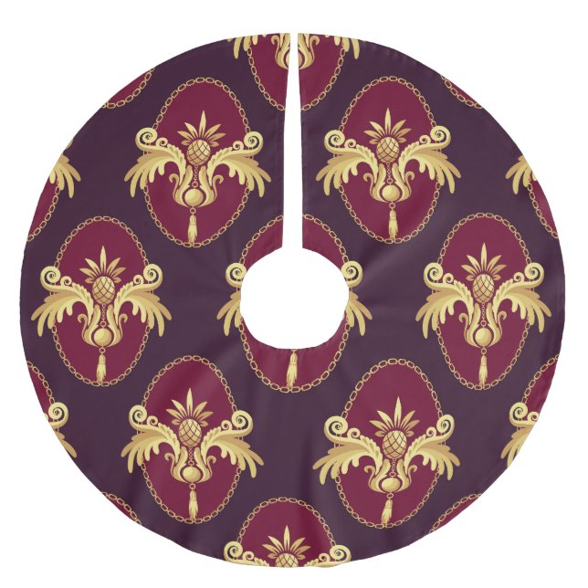 Barock Gold Sconce Magenta Muster Polyester Weihnachtsbaumdecke (Vorderseite)