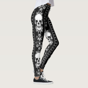 Barock-Gothic-Schädelstreifen Leggings