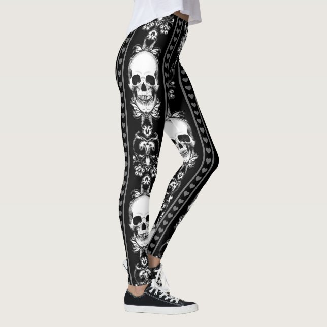 Barock-Gothic-Schädelstreifen Leggings (Rechts)