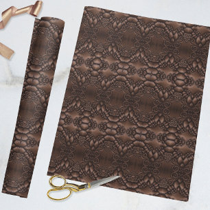 Barock-Imitate Leather Brown Pattern Geschenkpapier