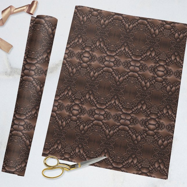 Barock-Imitate Leather Brown Pattern Geschenkpapier (Von Creator hochgeladen)