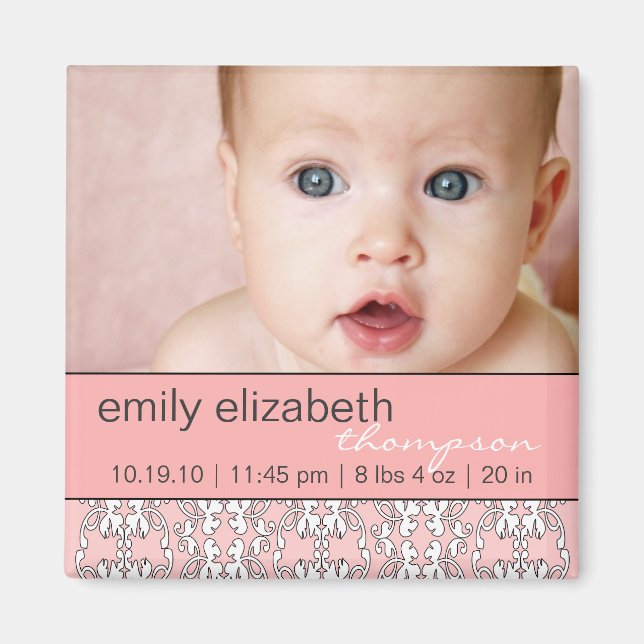 Barock in Pink Baby Foto Magnet (Vorne)
