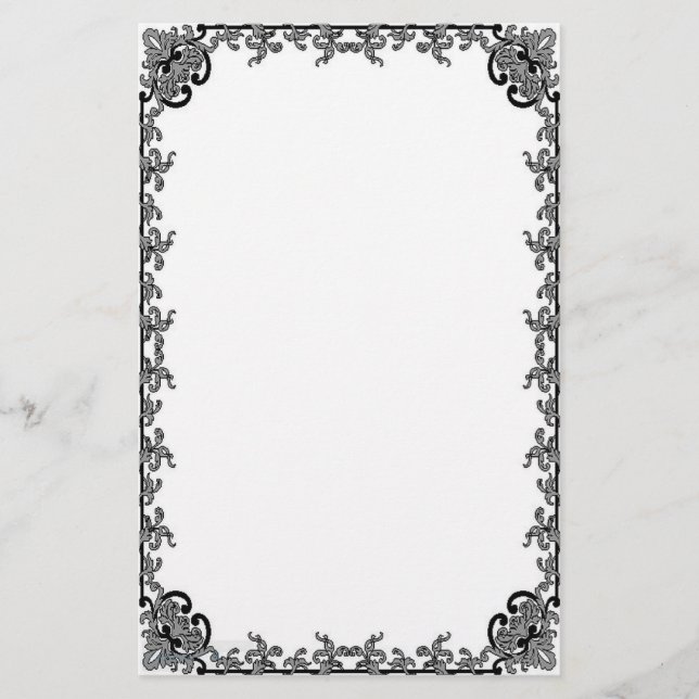 Barock in schwarzem stationärem briefpapier (Vorderseite)