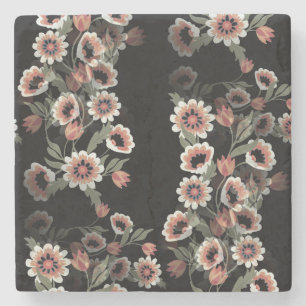Barock inspirierte botanische weiche Pinks und Grü Steinuntersetzer