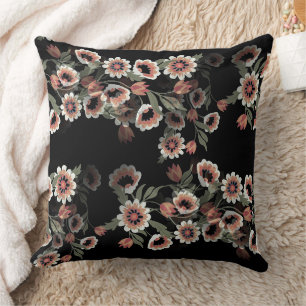 Barock inspiriertes botanisches Soft-Pink und Grün Kissen