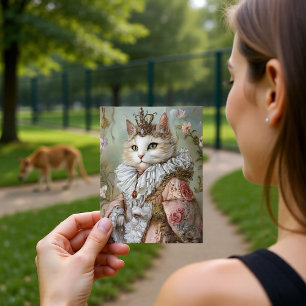 Barock-Katze Königliches Porträt Königin-Design Postkarte