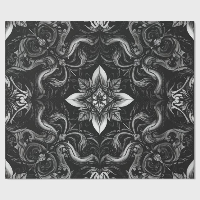 Barock Noir Wrapping Paper Geschenkpapier (Flach)