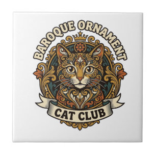 Barock-Ornament Katze Katzenliebhaber-Geschenk - B Fliese