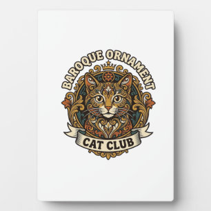 Barock-Ornament Katze Katzenliebhaber-Geschenk - B Fotoplatte