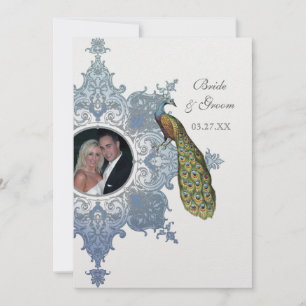 Barock-Pfau-Hochzeitseinladung - Blau Einladung