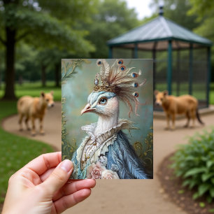 Barock-Pfau-Königliches Porträt-Design Postkarte