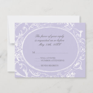 Barock-Pfau-RSVP-Antwortkarte - Lavendel RSVP Karte