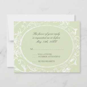 Barock-Pfau-RSVP-Antwortkarte - Olive Lime RSVP Karte