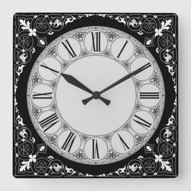 Barock Quadratische Wanduhr (Vorderseite)