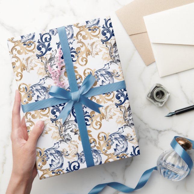 Barock-Retro-Klassiker-Muster  Geschenkpapier (Schenken)