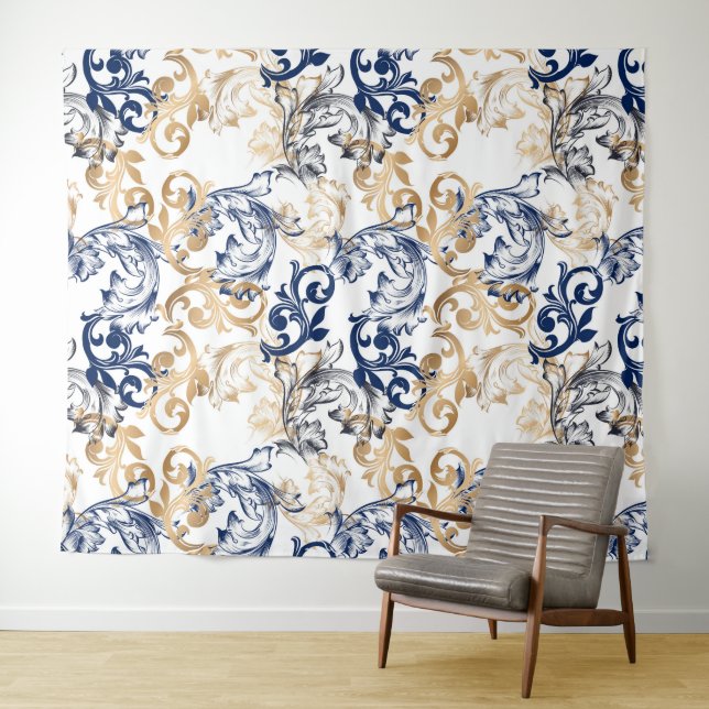 Barock-Retro-Klassiker-Muster  Wandteppich (Beispiel (Horizontal))