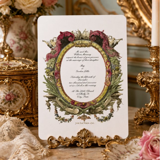 Barock Rokoko Blumen Cherubs Oval Einladung (Von Creator hochgeladen)