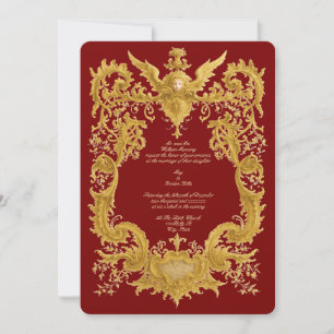 Barock Rokoko Farbe Kartusche Hochzeit Einladung