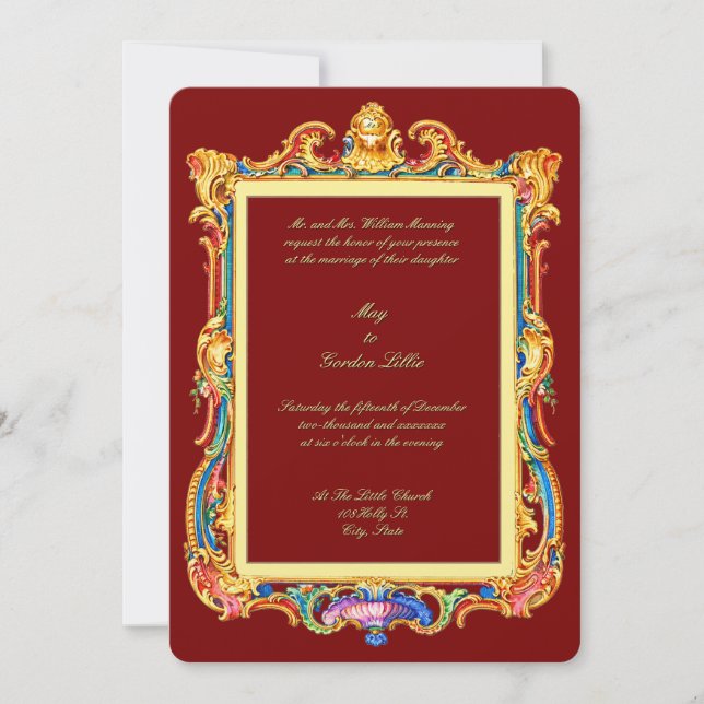 Barock Rokoko Rocaille Louis XV Rahmen Hochzeit Einladung (Vorderseite)