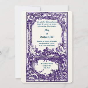 Barock-Rokokoverzierte Florale Hochzeitsaltarbordü Einladung