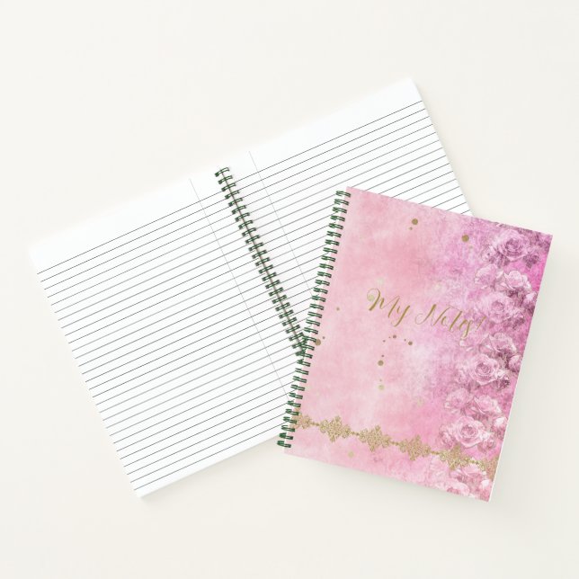 Barock, Rose, Grunge, Damask - Notebook Notizbuch (Innenseite)