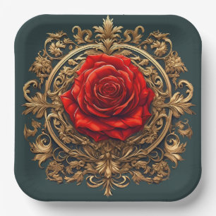 🌸 Barock-Rosen Eleganter Party-Stil 🌸 Pappteller