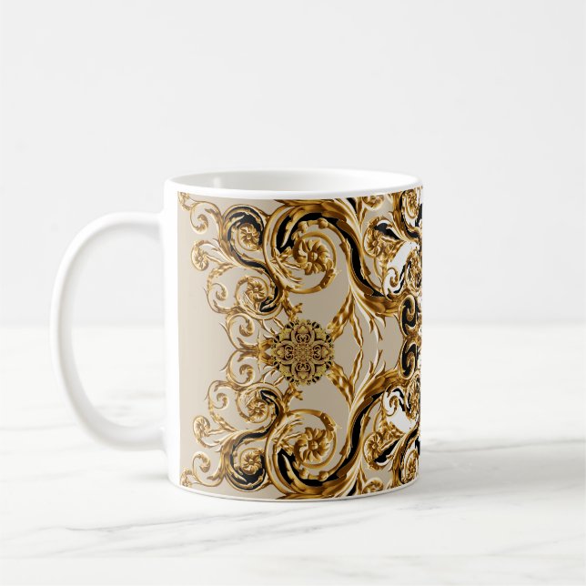 Barock trifft Leopard: Goldener Hintergrund Kaffeetasse (Links)