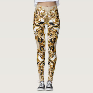 Barock trifft Leopard: Goldener Hintergrund Leggings