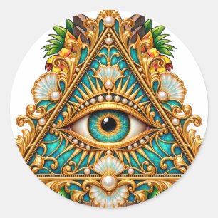 Barock Türkis-Augen-Aufkleber Runder Aufkleber