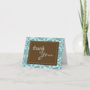Barock Vintage Aqua Blau Danke Karte