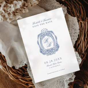 Barock Wappen Französisch Blauer Hochzeitstag Save The Date