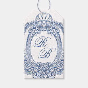 Barock Wappen Französisch Blue Initials Wedding Geschenkanhänger