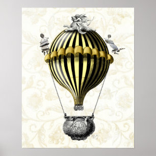 Barockballon Schwarz Gelb Poster