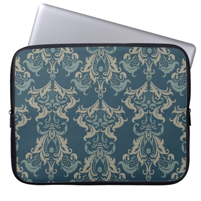 Barockblumenmuster. Klassischer Blumenschmuck. v Laptopschutzhülle (Vorderseite)