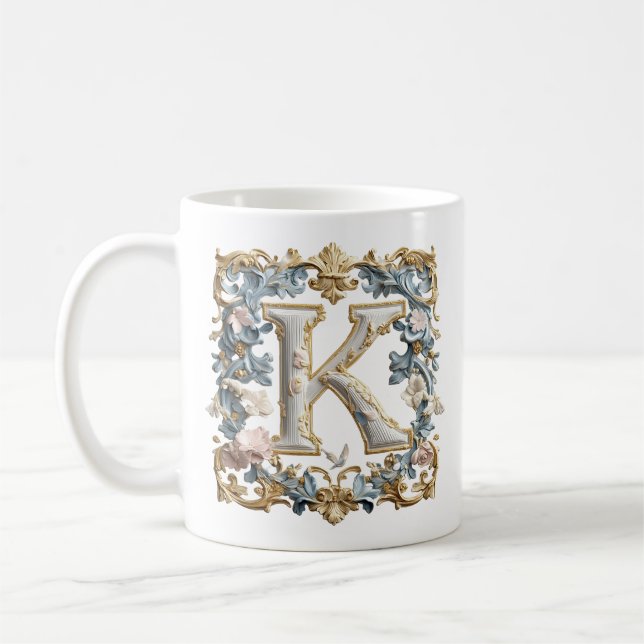 Barockbuchstabe "K" Tasse für eine Kaffeeprinzessi (Links)
